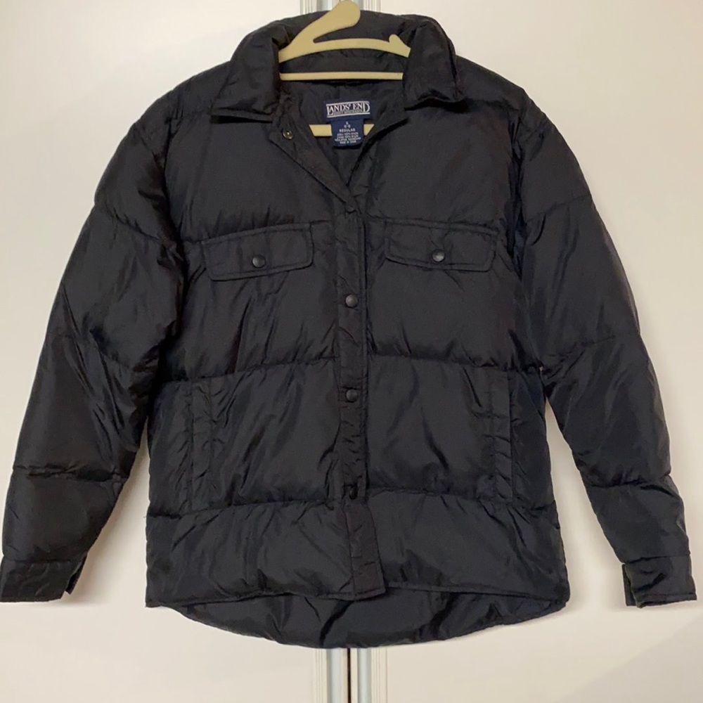 Lands End Black Puffer Jacket